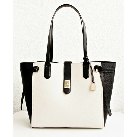 Michael Kors‎ NWT Cassie Large Blk/White tote $398 - Picture 1 of 8